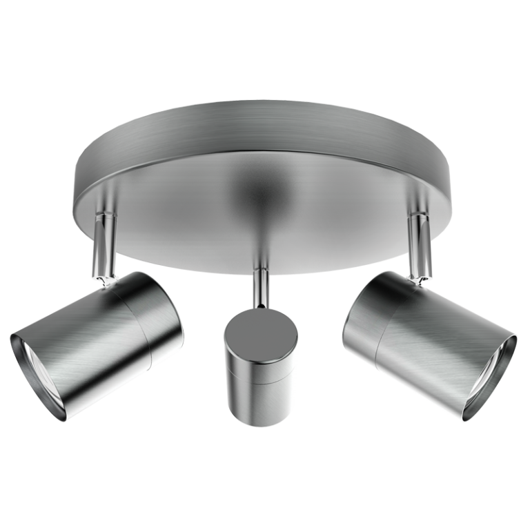 S168/3 Bright Star SATIN SATIN CHROME SPOTLIGHT 3X50W GU10 ROUNDBASE 230MM
