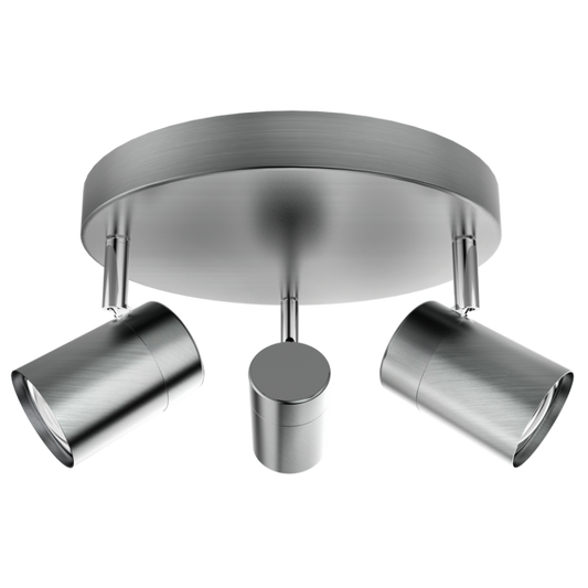 S168/3 Bright Star SATIN SATIN CHROME SPOTLIGHT 3X50W GU10 ROUNDBASE 230MM