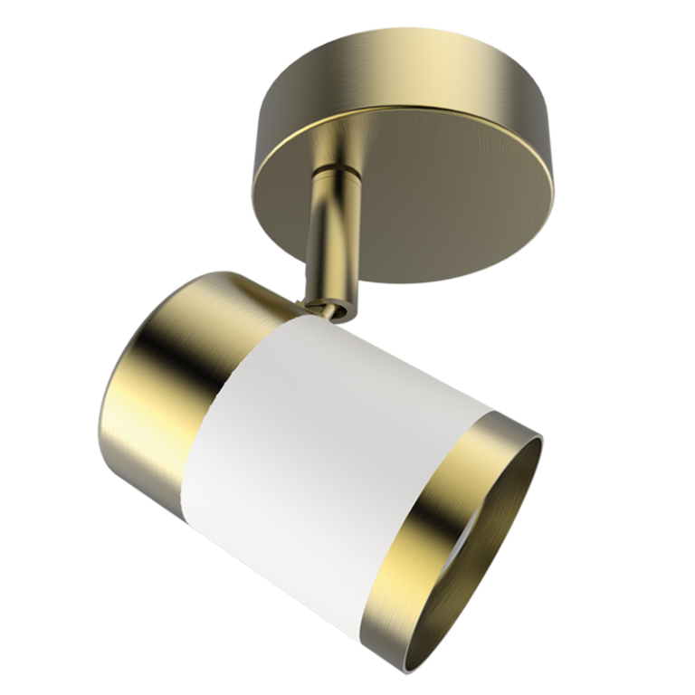 S172/1 Bright Star BRASS/WH MATT WH& SAT BRASS SPOTLIGHT 1X50W GU10 BASE 80MM