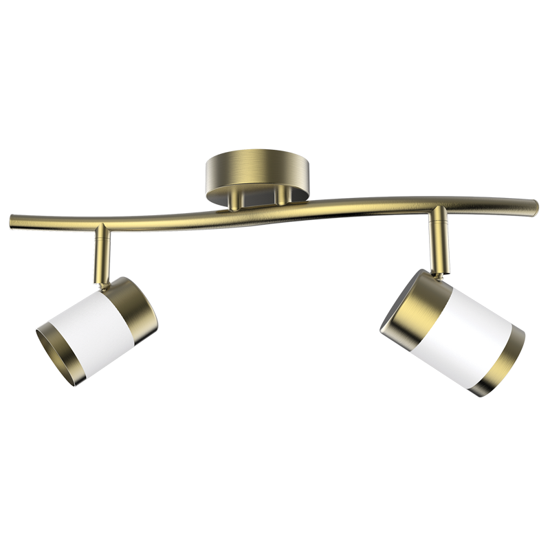 S172/2 Bright Star BRASS/WH MATT WH& SAT BRASS SPOTLIGHT 2X50W GU10 BAR 400MM