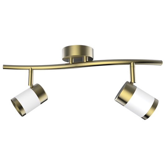 S172/2 Bright Star BRASS/WH MATT WH& SAT BRASS SPOTLIGHT 2X50W GU10 BAR 400MM