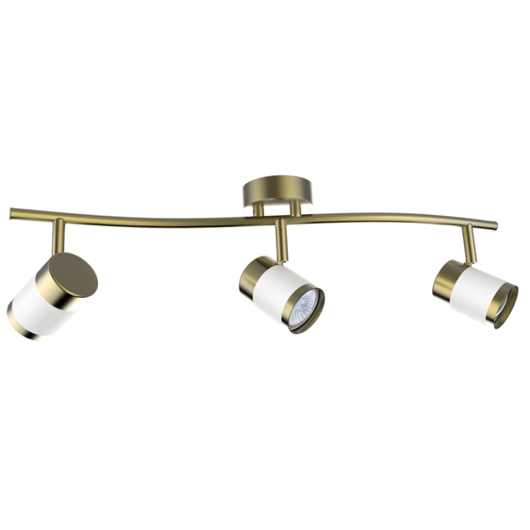 S172/3 Bright Star BRASS/WH MATT WH& SAT BRASS SPOTLIGHT 3X50W GU10 BAR 570MM