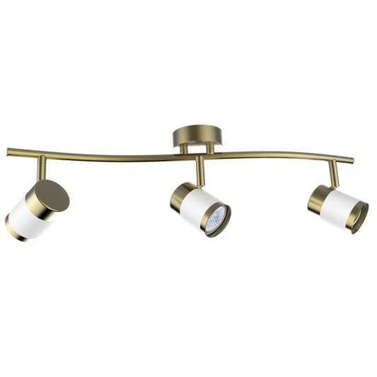 S172/3 Bright Star BRASS/WH MATT WH& SAT BRASS SPOTLIGHT 3X50W GU10 BAR 570MM
