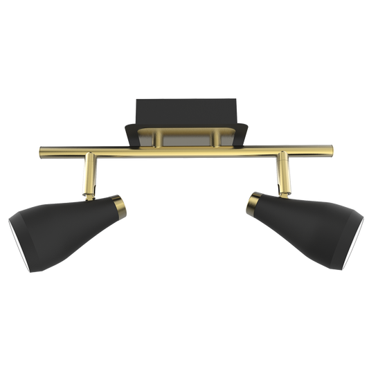 S173/2 Bright Star BK/BRASS MATT BLK&SAT BRASS SPOTLIGHT 2X50W GU10 BAR 300MM
