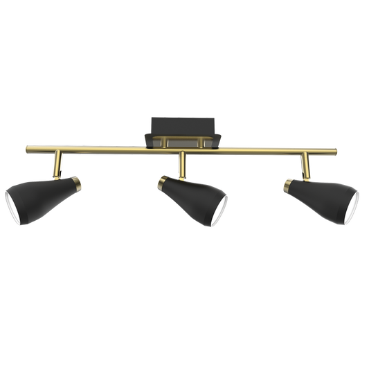 S173/3 Bright Star BK/BRASS MATT BLK&SAT BRASS SPOTLIGHT 3X50W GU10 BAR 500MM