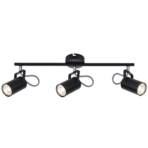 S400/3 Bright Star BLACK BLACK METAL POLISH CHR SPOT 3X50W GU10 BAR 385MM