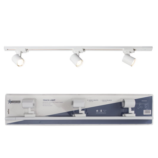 S409/3 Bright Star WHITE BLISTER PACK TRACK LIGHT 3XGU10 MAX40W 1000MM