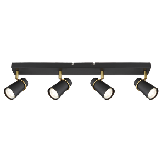 S411/4 Bright Star BLACK BLACK WITH ANTIQUE TRIM TAPERED HEAD 4X25W GU10