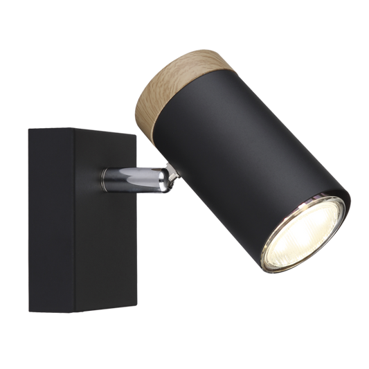 S412/1 Bright Star BLACK BLACK SPOTLIGHT WOOD FINISH 1X25W GU10 90X70MM