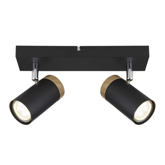S412/2 Bright Star BLACK BLACK SPOTLIGHT WOOD FINISH 2X25W GU10 260X60MM
