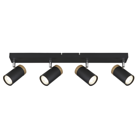 S412/4 Bright Star BLACK BLACK SPOTLIGHT WOOD FINISH 4X25W GU10 560X60MM