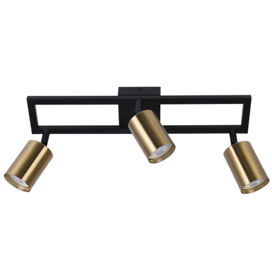 S414/3 Bright Star SATIN BRASS BLACK & SATIN BRASS SPOT 3X50W GU10 420X80MM