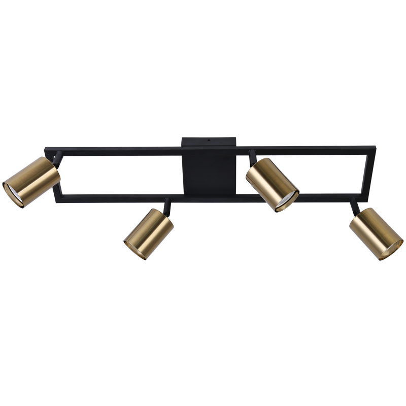 S414/4 Bright Star SATIN BRASS BLACK & SATIN BRASS SPOT 4X50W GU10 600X120MM