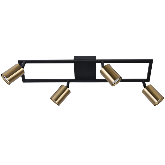 S414/4 Bright Star SATIN BRASS BLACK & SATIN BRASS SPOT 4X50W GU10 600X120MM