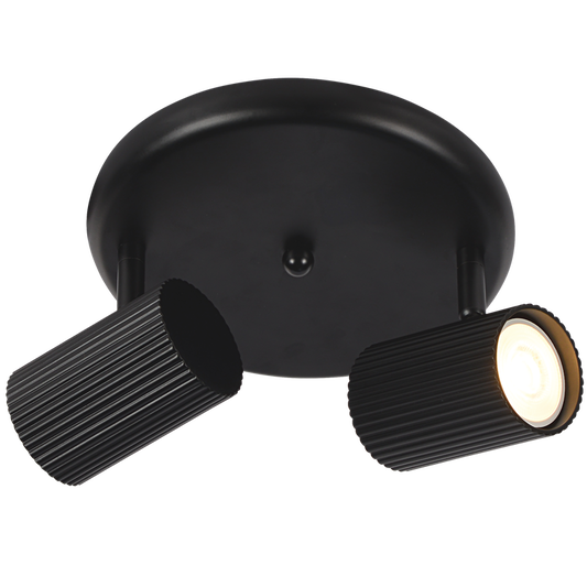 S416/2 Bright Star BLACK MATT BLACK SPOT 2X50W GU10 ROUND BASE 200MM