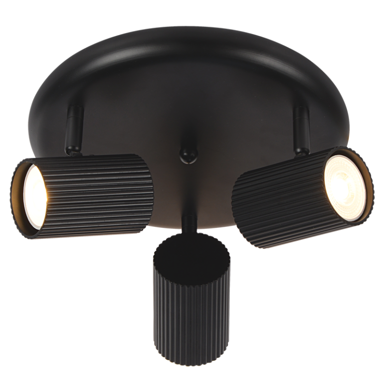 S416/3 Bright Star BLACK MATT BLACK SPOT 3X50W GU10 ROUND BASE 250MM