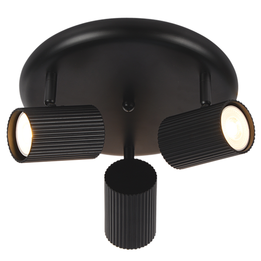 S416/3 Bright Star BLACK MATT BLACK SPOT 3X50W GU10 ROUND BASE 250MM