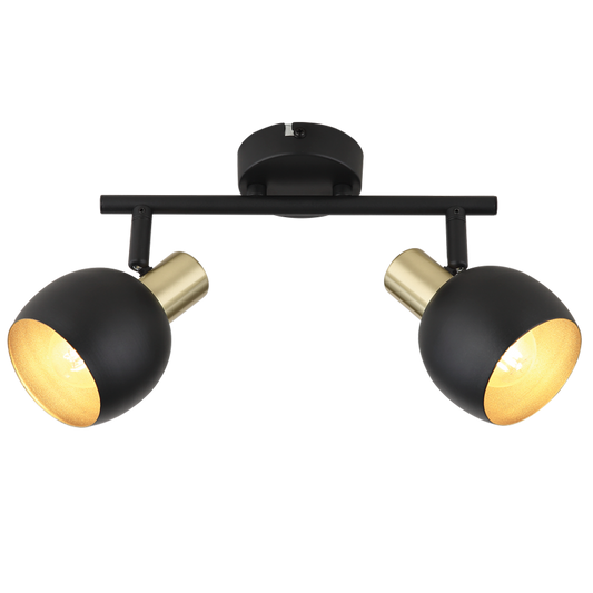 S417/2 Bright Star BK/GD BK/GD METAL SPOT 2X40W SES BASE 80MM BAR 250MM