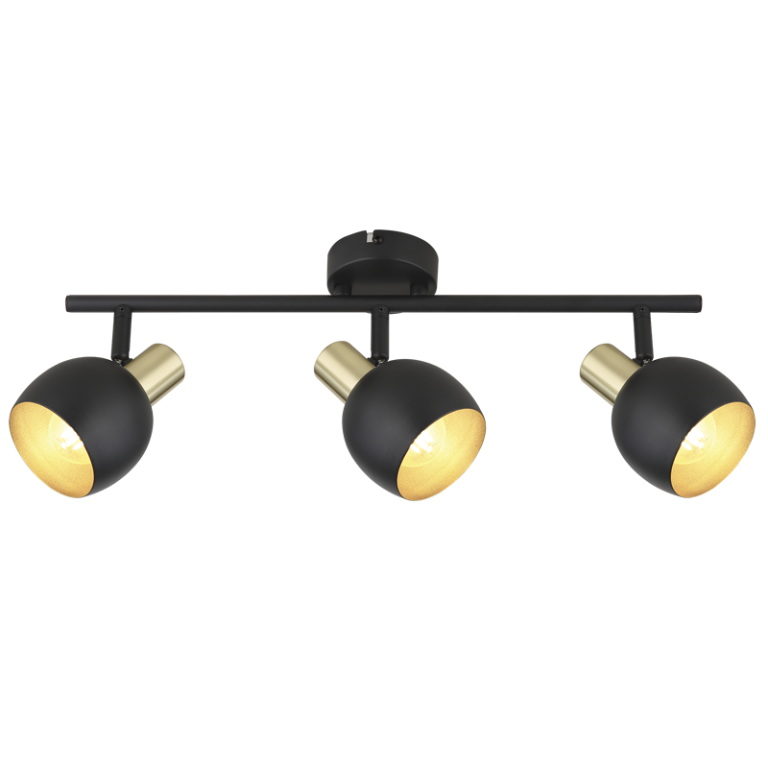 S417/3 Bright Star BK/GD BK/GD METAL SPOT 3X40W SES BASE 80MM BAR 450MM