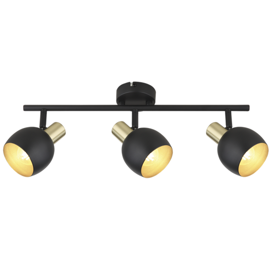 S417/3 Bright Star BK/GD BK/GD METAL SPOT 3X40W SES BASE 80MM BAR 450MM
