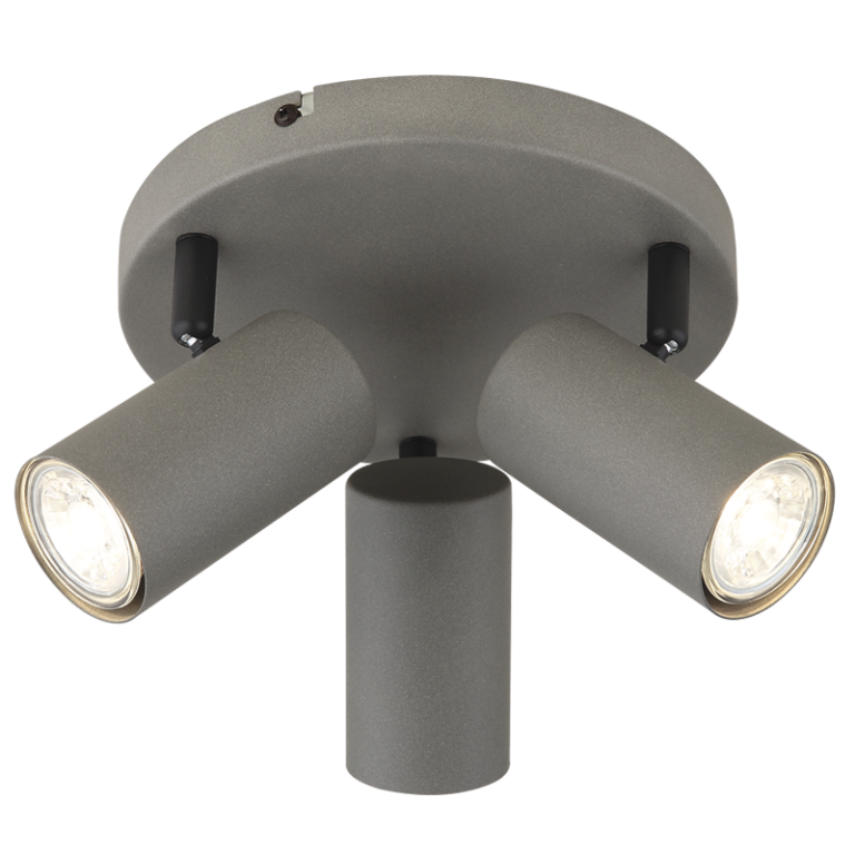 S419/3 Bright Star SANDY SANDY GREY METAL SPOT 3X50W GU10 ROUND BASE 200MM
