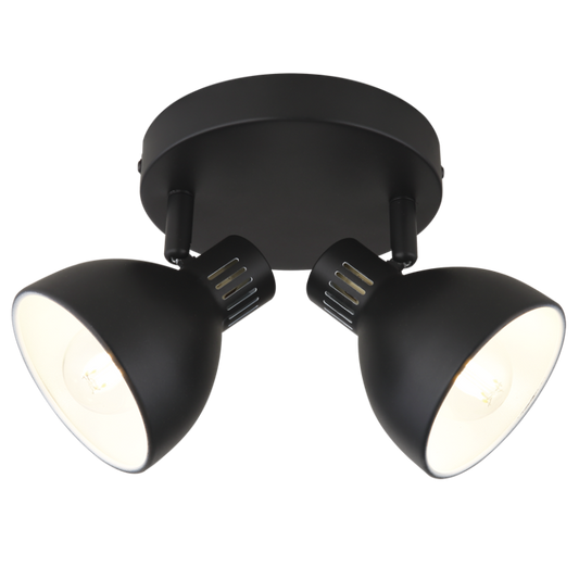 S420/2 Bright Star BLACK BLACK METAL WHITE INNER SPOT 2X40W SES BASE 150MM