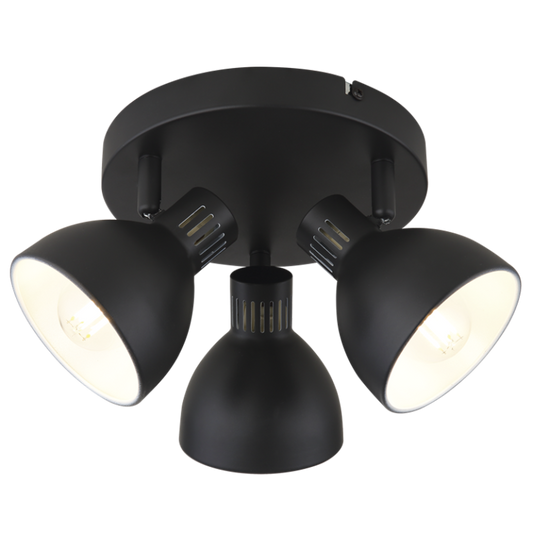 S420/3 Bright Star BLACK BLACK METAL WHITE INNER SPOT 3X40W SES BASE 190MM