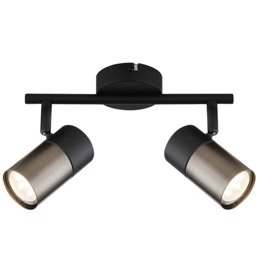 S422/2 Bright Star BLACK BLACK SPOTLIGHT 2X50W GU10 LED BAR 250MM