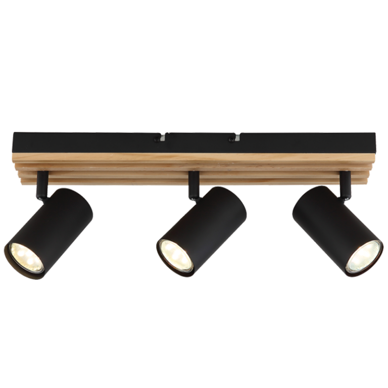 S423/3 Bright Star WOOD WOOD SPOTLIGHT 3X50W GU10 LED BASE 410X80MM
