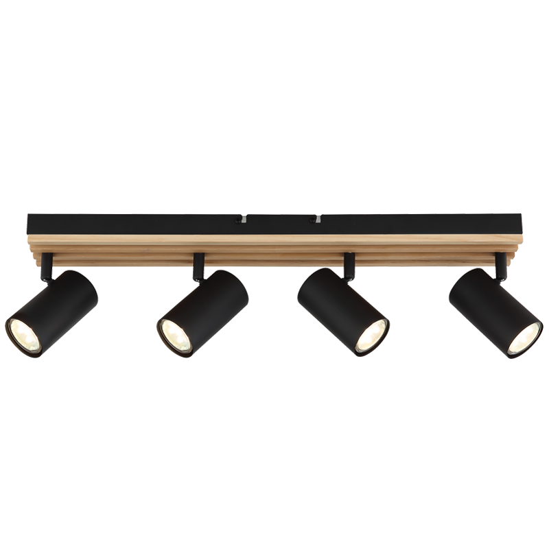 S423/4 Bright Star WOOD WOOD SPOTLIGHT 4X50W GU10 LED BASE 560X80MM