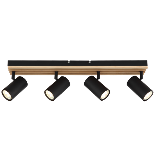 S423/4 Bright Star WOOD WOOD SPOTLIGHT 4X50W GU10 LED BASE 560X80MM