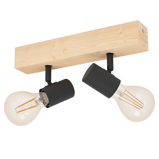 Eurolux Townshend 3 2-Light E27 Spotlight (Wood & Black Finish) – S451