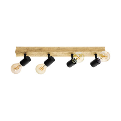Eurolux Townshend 3 4-Light E27 Spotlight (Wood & Black Finish) – S453