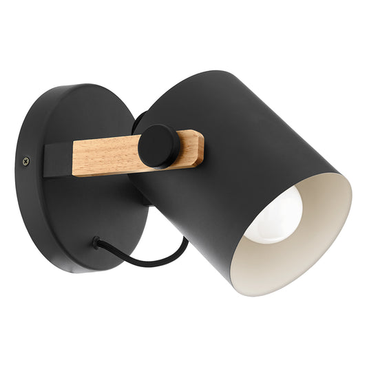 Eurolux Hornwood 1-Light E27 Spotlight (Black & Brown Finish) – S459