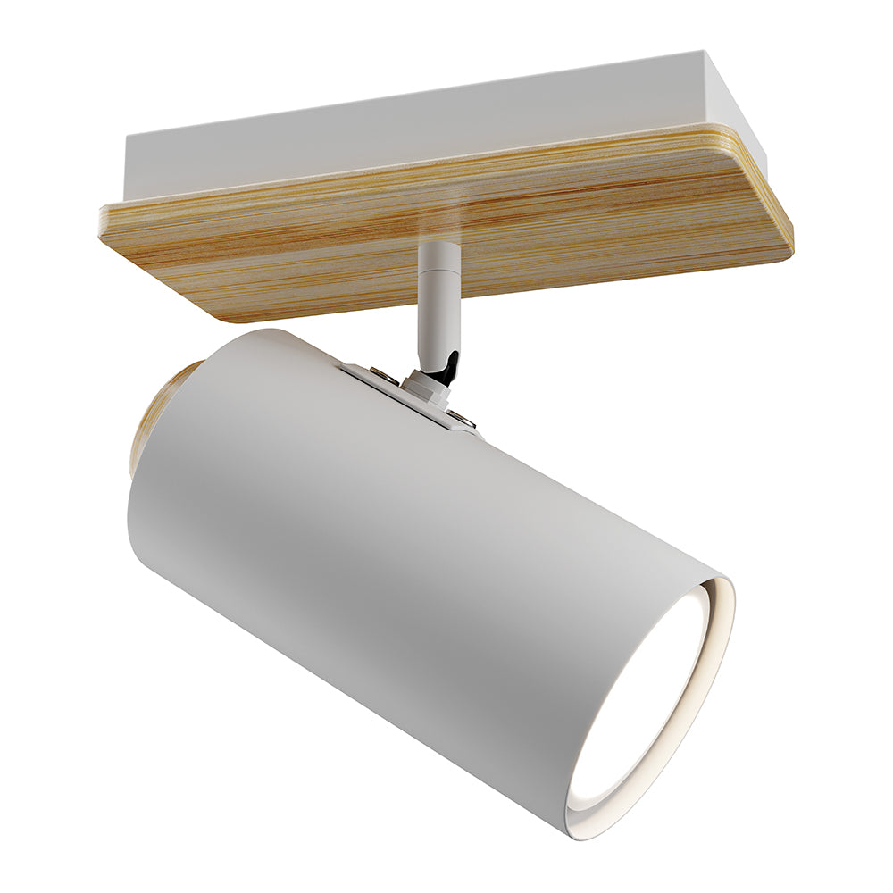 Eurolux Sol 1-Light GU10 Spotlight (White & Wood) – S534W