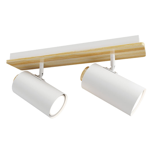 Eurolux Sol 2-Light GU10 Spotlight Bar (White & Wood) – S535W