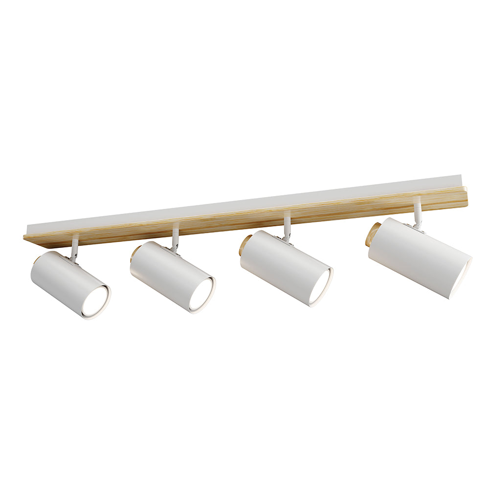 Eurolux Sol 4-Light GU10 Spotlight Bar (White & Wood) – S536W