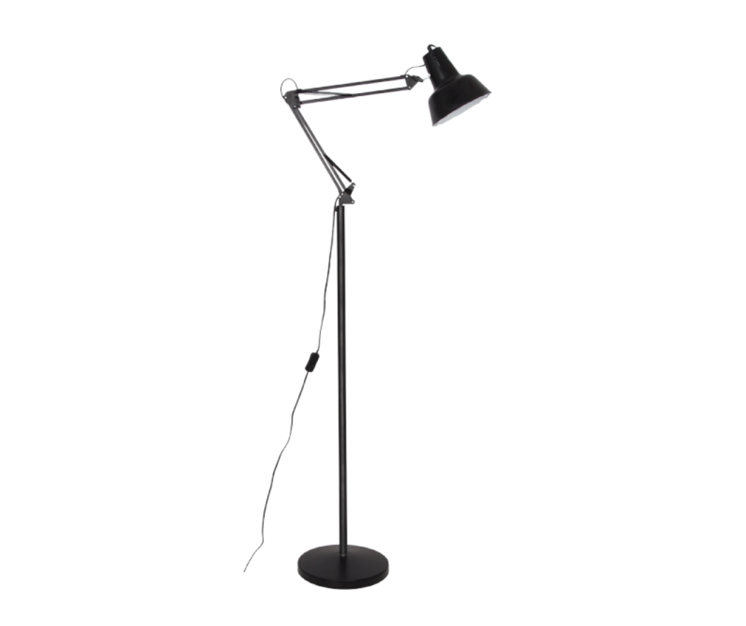 SL086 Bright Star BLACK METAL FLOOR LAMP MOVABLE ARMS 1X60W ES 1930MM