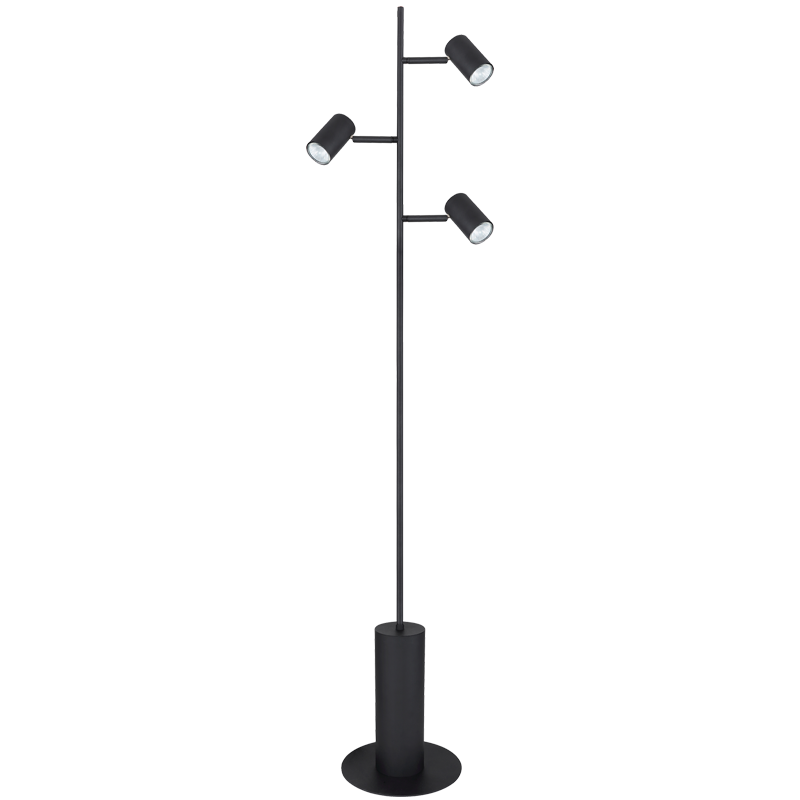 SL400 Bright Star BLACK METAL FLOOR LAMP 3 SPOTS 3XGU10 FOOT SWITCH 1550MM