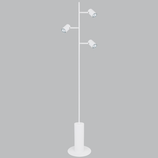 SL406 Bright Star WHITE METAL FLOOR LAMP 3 SPOTS 3XGU10 FOOT SWITCH 1550MM