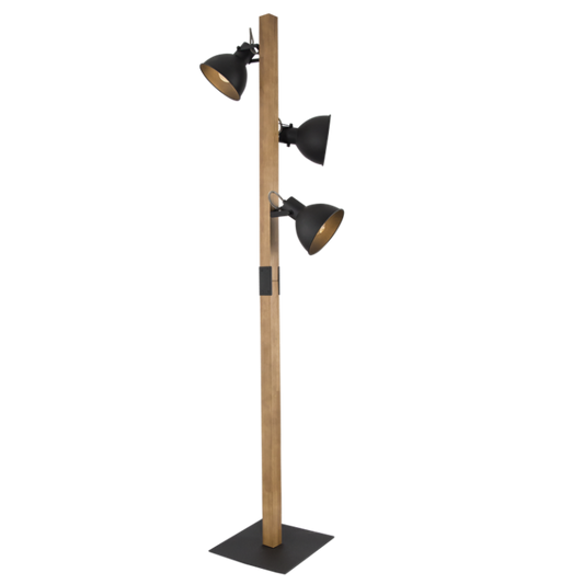 SL413 Bright Star BLACK 3 HEAD METAL & WOOD STANDING FOOT SWITCH 3X40W ES