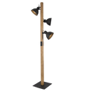 SL413 Bright Star BLACK 3 HEAD METAL & WOOD STANDING FOOT SWITCH 3X40W ES