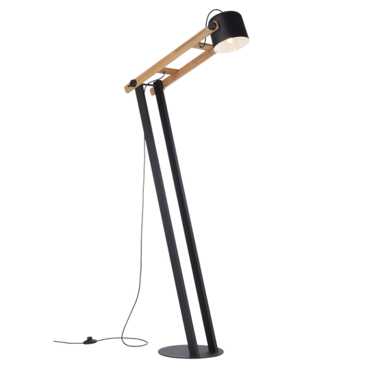 SL414 Bright Star BLACK BLACK & WOOD ADJ HEIGHT FOOT SWITCH 1X40W ES