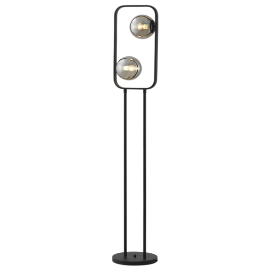 SL417 Bright Star BLACK METAL & SMOKE GLS FOOT SWITCH 2X60W SES
