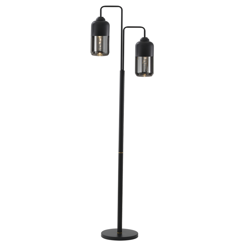 SL418 Bright Star BLACK METAL BLK SMOKE GLS FOOT SWITCH 2X40W ES