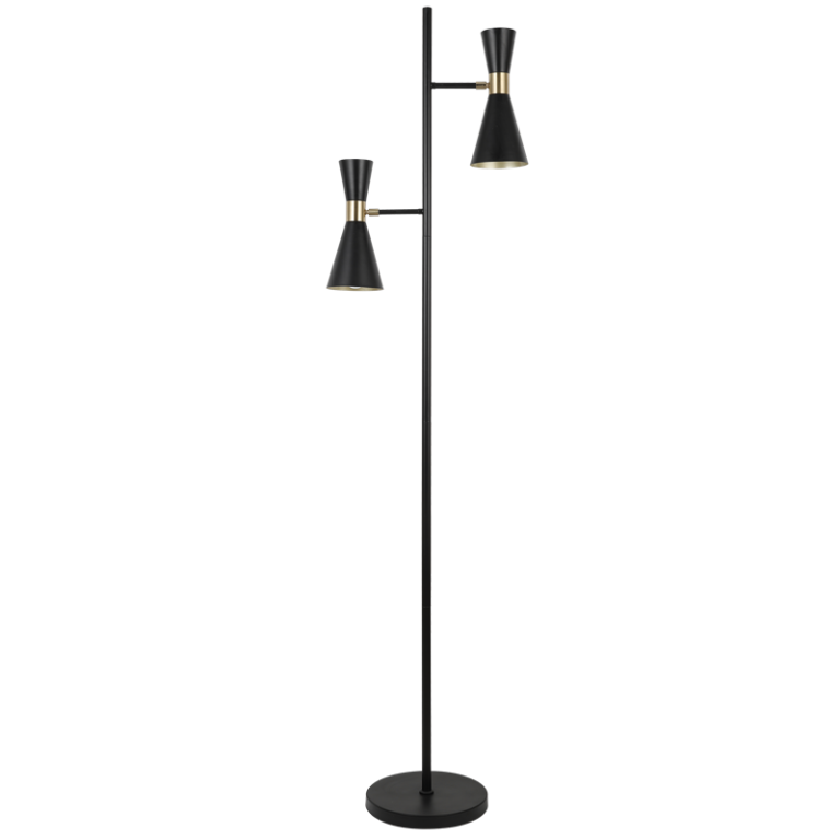 SL427 Bright Star BLACK BLK& GOLD STANDING FOOT SWITCH 2X40W ES 1600MM