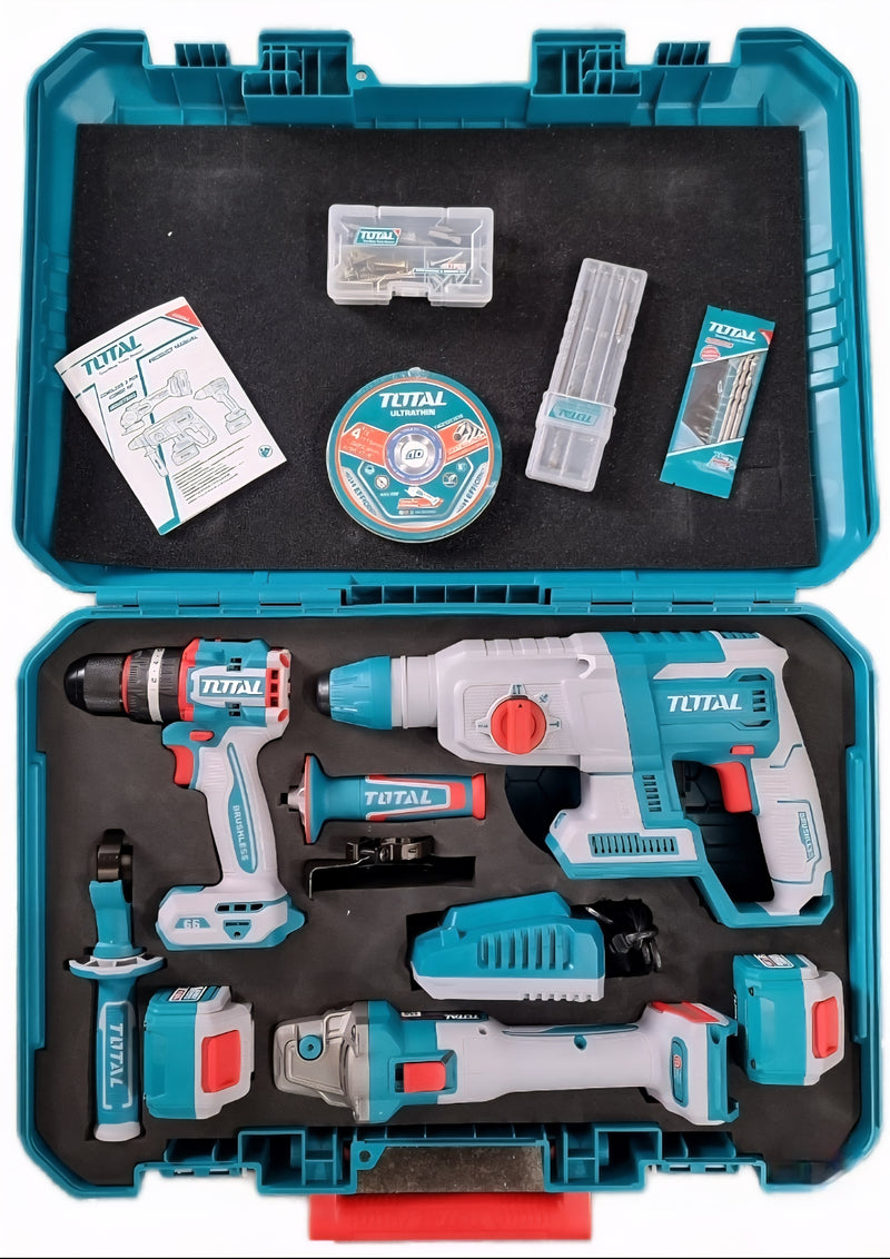 TOTAL 20V 3PIECE COMBO WITH 2X BATTERIES+CHARGER+CASE TOSLI241198