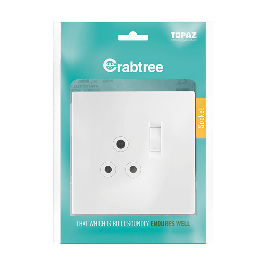 Crabtree 601P Single Switched Socket 4X4 - White - 15221/601P