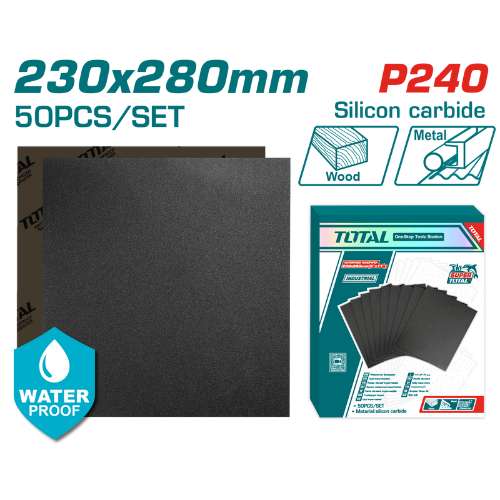 Total Waterproof Sandpaper P240 50Pcs Set 230Mmx280Mm Professional TAC024016