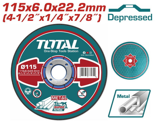 Total 115X6.0Mm Abrasive Metal Grinding Disc Each Professional TAC2231151